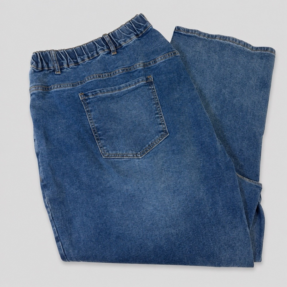 A0001-Bloom Chic Plus Size Straight Leg Jeans Elastic Back Waist Denim 5X-28